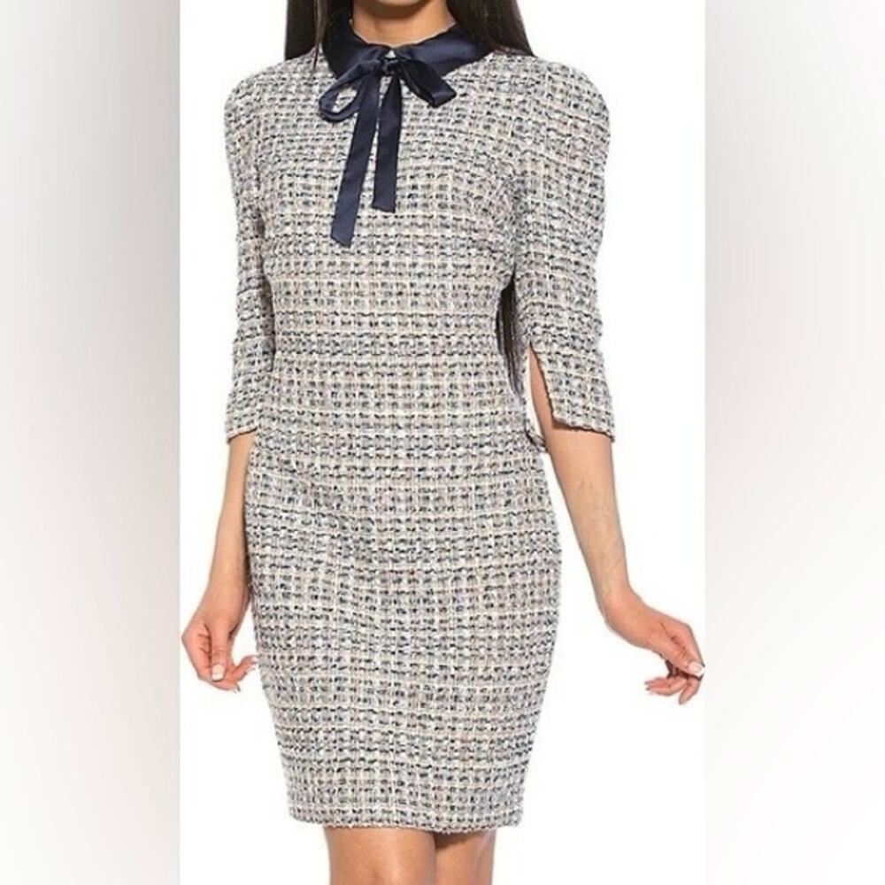 Alexia Admor Navy and White Tweed Mini Dress